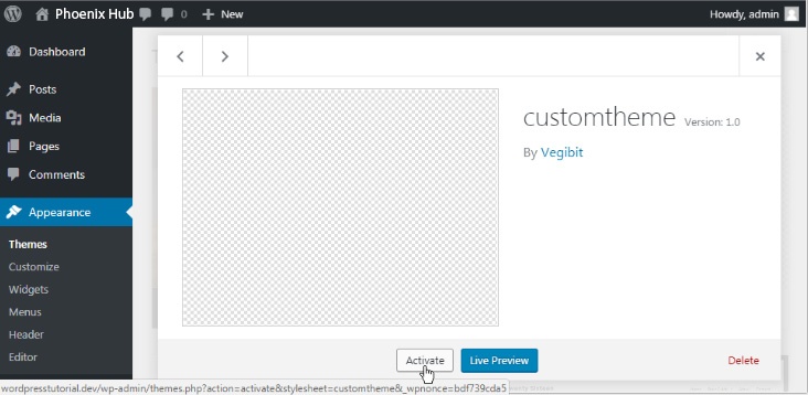 Step-3: Activate your theme from the WordPress Dashboard — WordPress Theme Development Tutorials [All in 1 Best Series]