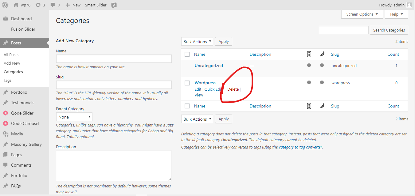 WordPress Tutorials: WordPress-Delete Category — WordPress Tutorials [All in 1] Best Series