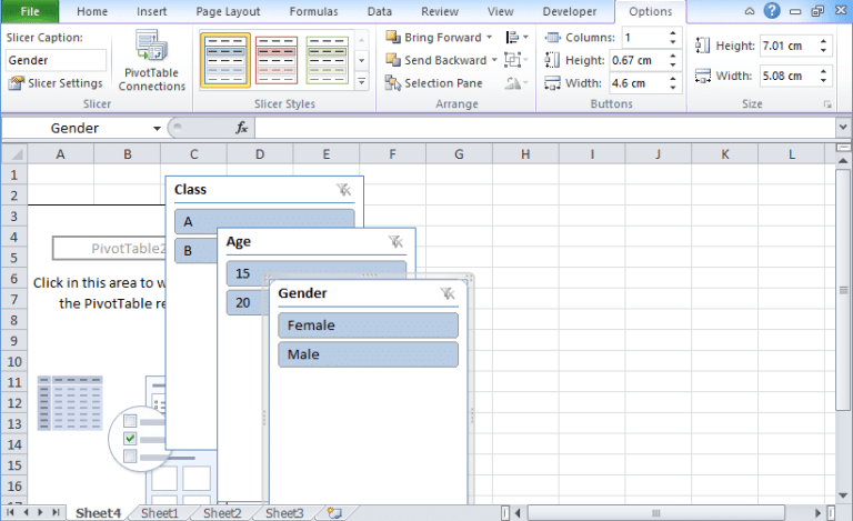 Create Slicer in excel