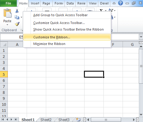 Customize the ribbon