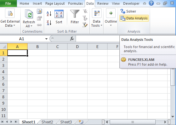Data Analysis in excel
