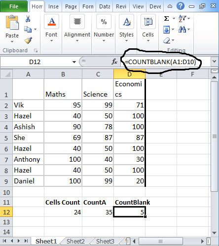 Excel Countblank