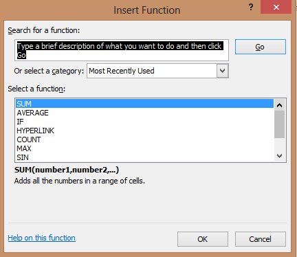 Excel functions