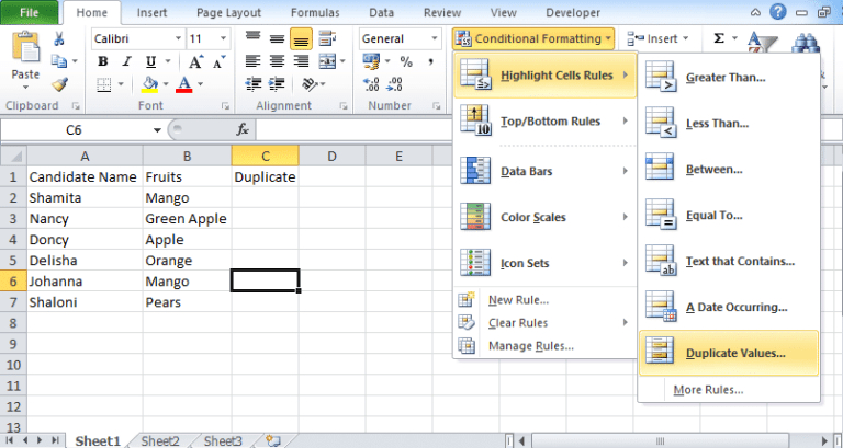 How to find duplicate in excel