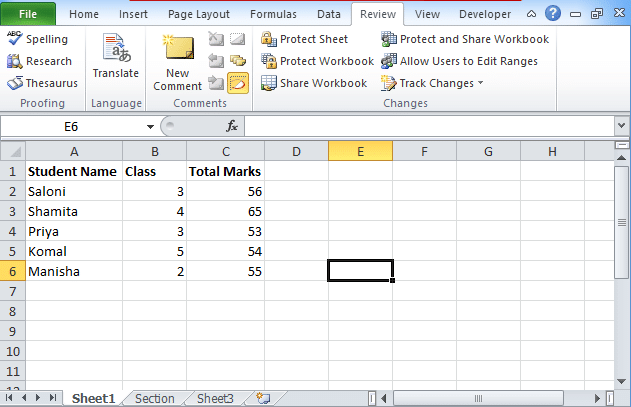 Lock cells in excel