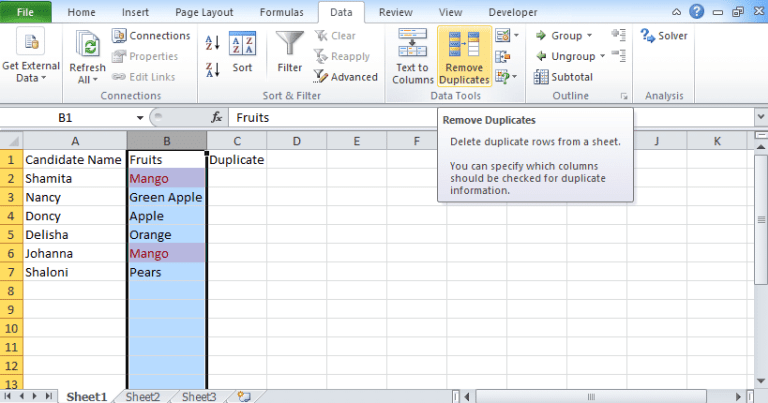 Remove duplicate values