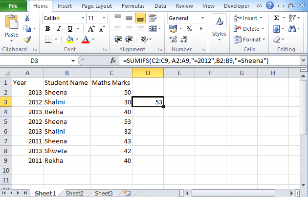 SumIfs function1
