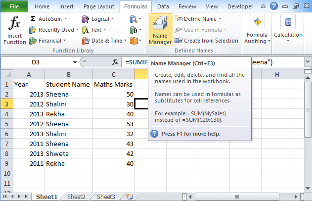 SumIfs function2
