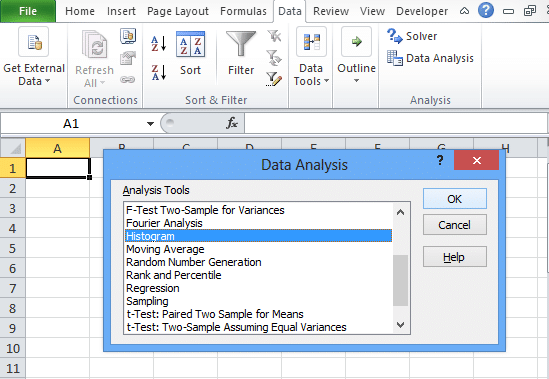 add histogram in excel