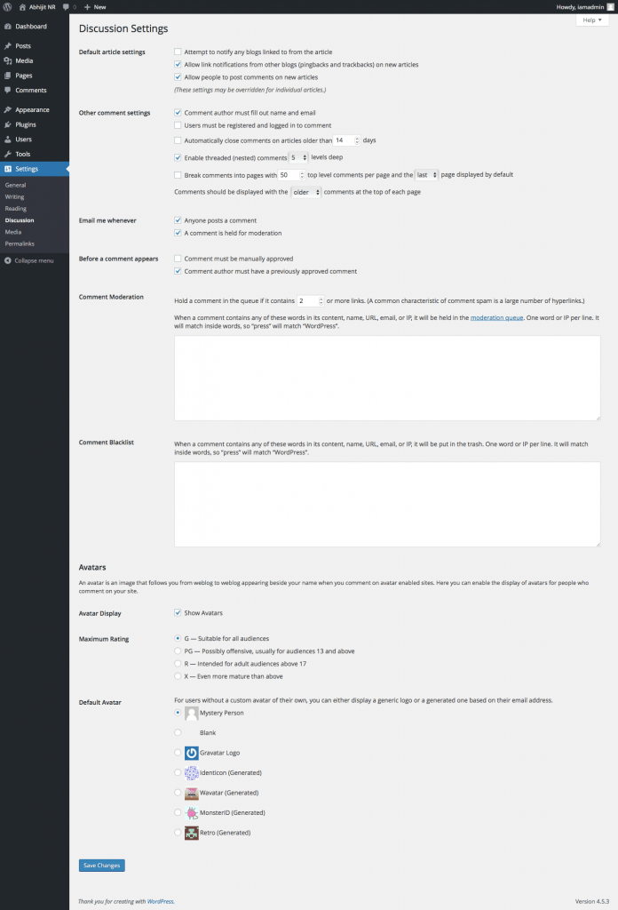 discussion settings