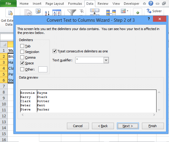 excel split cell 2