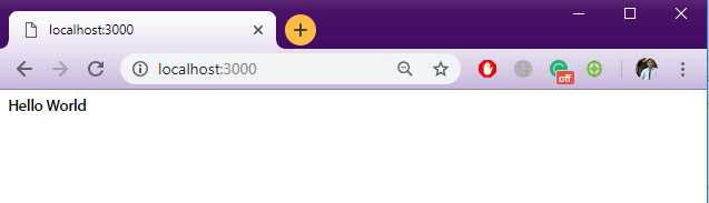 hello world in express js
