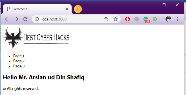output after adding static files in express js