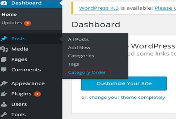 wordpress arrange category step2