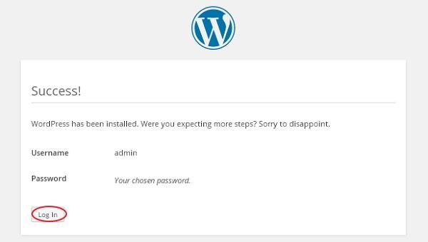 wordpress installation step6