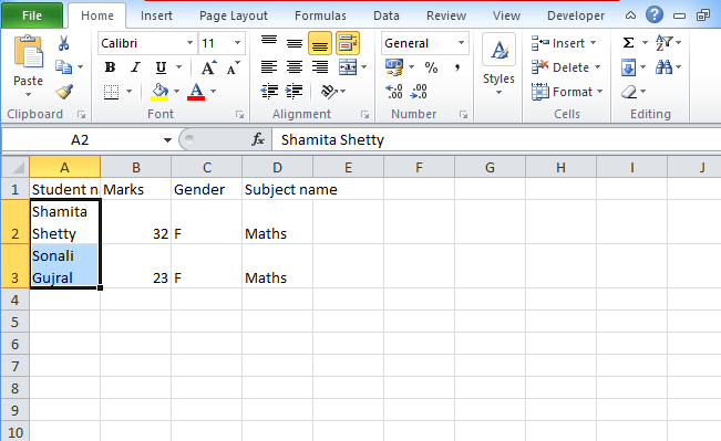 wrap text in excel