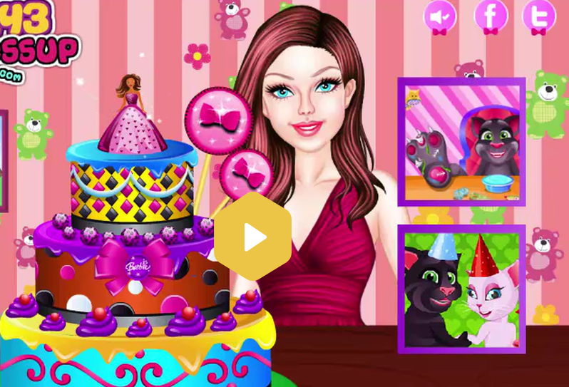 barbie cake cooking game