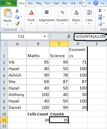 Excel-CountA