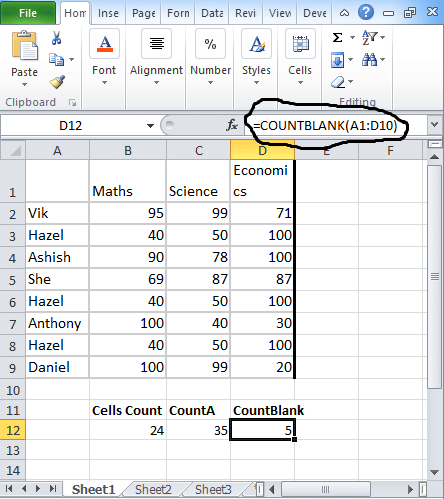 Excel-Countblank