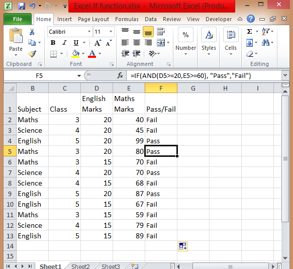 if statement excel