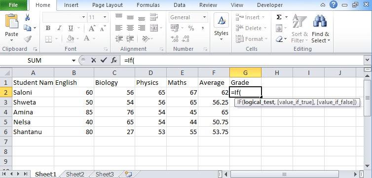 if statement excel