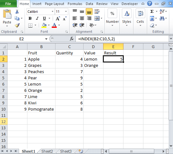 INDEX Function in Excel: Step by Step Guide