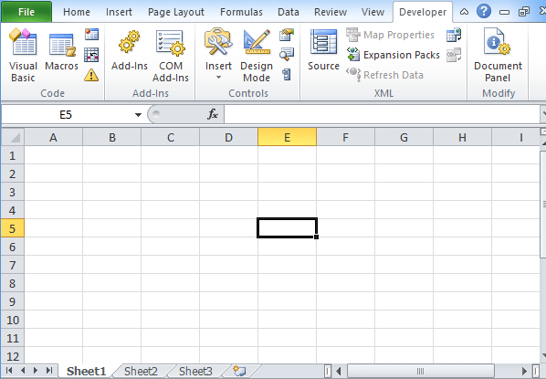 excel for mac developer setting