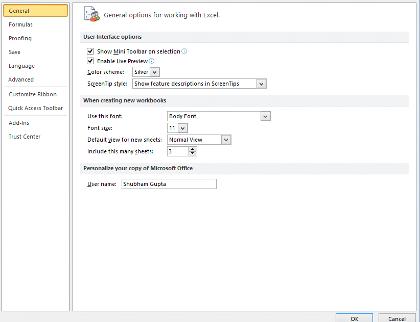 excel for mac developer setting