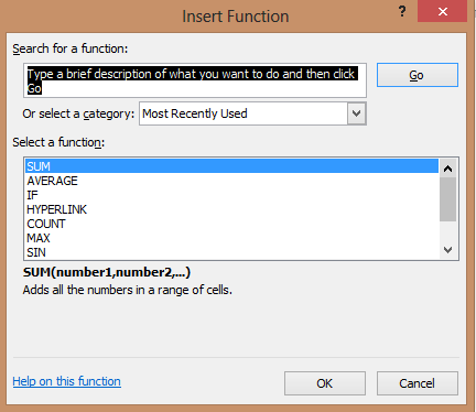 excel functions list