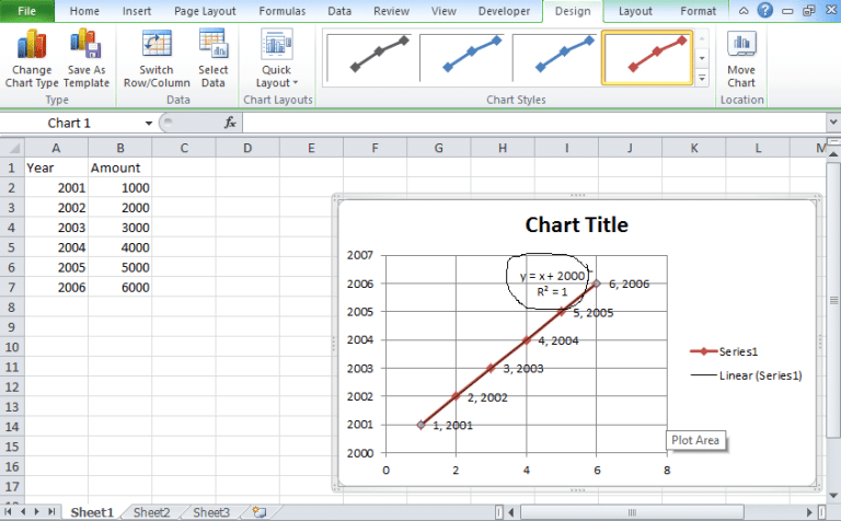 how to get an equation from trendline excel