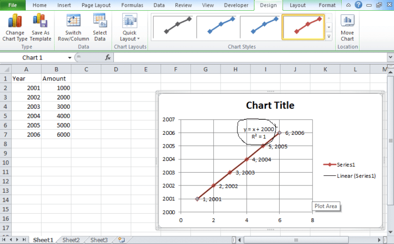 how to put regression equation in excel