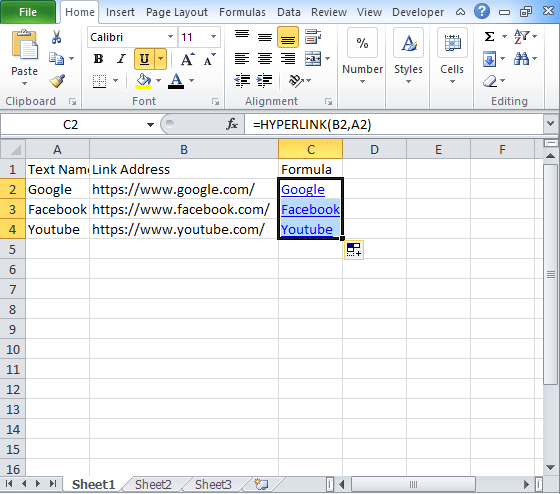 How To Insert Hyperlink In Excel Formula