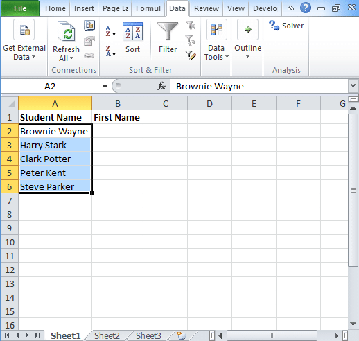 split excel sheet in excel for mac